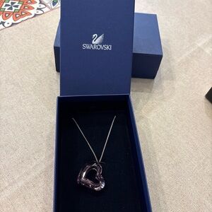 Swarovski Purple Crystal Heart Pendant Necklace – Elegant Statement Piece